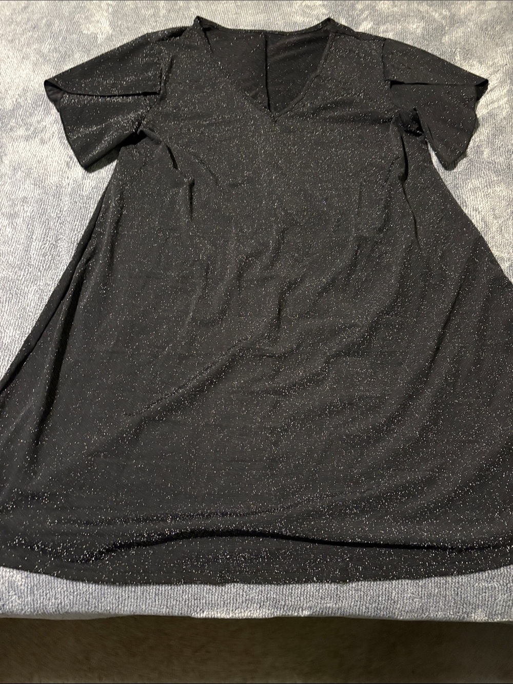 SHEIN Black Sparkle V-Neck Midi